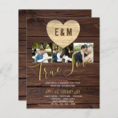 Budget Photo Collage素朴結婚式招待状 (正面/裏面)
