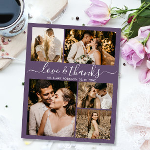 Budget Photo Collage'結婚s Thank You Mauve Flyer チラシ