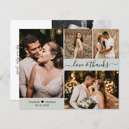 Budget Photo Collage結婚's Thank You Script Card (正面/裏面)