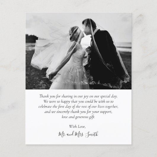 Budget Photo Collage結婚's Thank You Script Card (裏面)