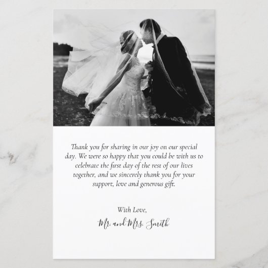 Budget Photo Collage結婚's Thank You Script Card (裏面)