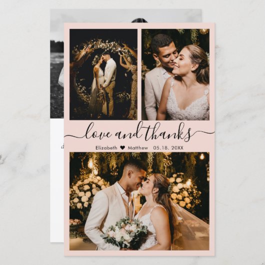 Budget Photo Collage結婚's Thank You Script Card (正面/裏面)