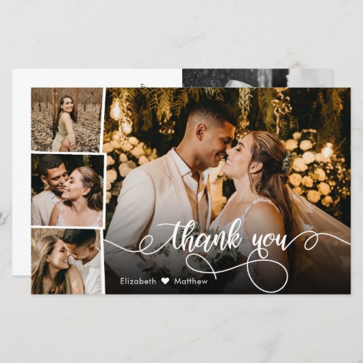 Budget Photo Collage結婚's Thank You Script Card (正面/裏面)