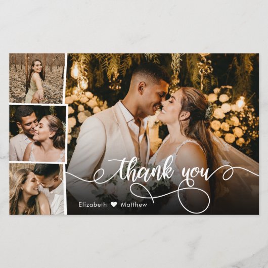 Budget Photo Collage結婚's Thank You Script Card (正面)
