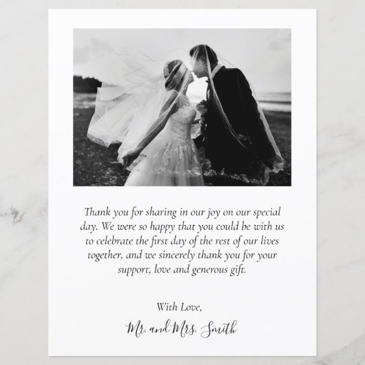 Budget Photo Collage結婚's Thank You Script Card (裏面)