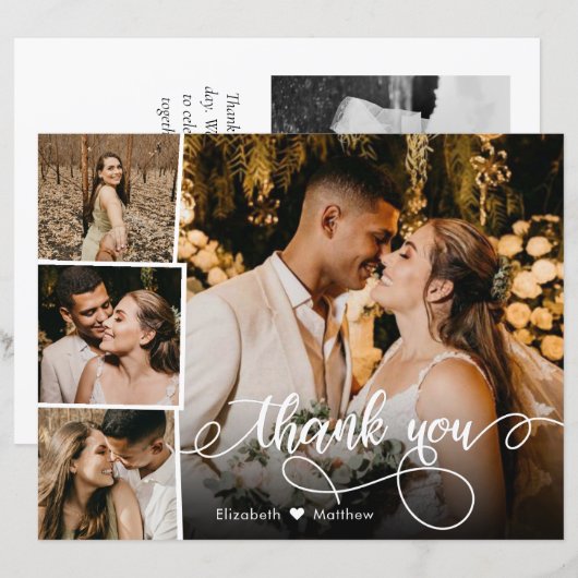 Budget Photo Collage結婚's Thank You Script Card (正面/裏面)