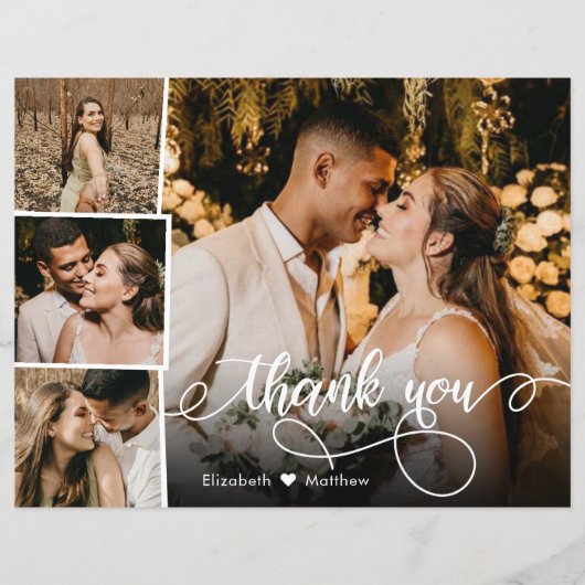 Budget Photo Collage結婚's Thank You Script Card (正面)
