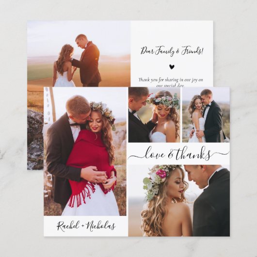 Budget Photo Collage結婚's Thank You Script Card (正面/裏面)