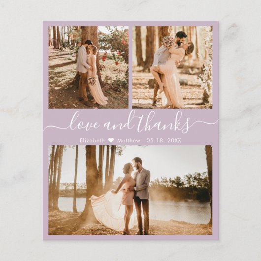 Budget Photo Collage薄紫結婚のThank You Flyer チラシ (正面)