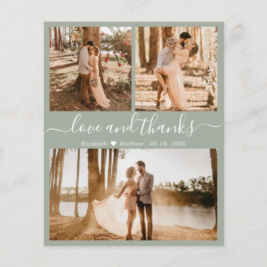 Budget Photo Collage Green'結婚s Thank You Flyer チラシ (正面)