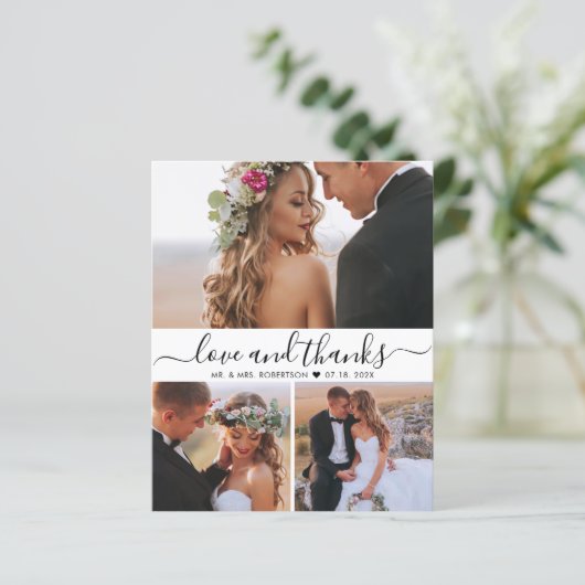 Budget Photo Collage Scriptの結婚サンキューカード (スタンド正面)