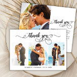 Budget Photo Collage Scriptの結婚サンキューカード<br><div class="desc">予算、手エレガント入力スクリプト(3)写真コラージュの結婚感謝あなた低い予算の薄いカー手頃ド。結婚のスタイリッシュサンキューカードテンプレートは、前面に3枚、背面に1枚の写真を搭載。***ご注意！***予算紙/チラシ薄い。***より厚い紙のための紙をアップグレードする。 ***より厚いフラットカード： https://www.zazzle.com/chic_script_3_photo_collage_wedding_thank_you_card-256914686579727705 https://www.zazzle.com/modern_script_photo_collage_wedding_thank_you_card-256856280276835831文字と手で文字で書かれたタイポグラフィスクリプトフォントで黒と白のスワッシュと"ありがとう"渦巻形の。自分の名前とメッセージ感謝していを自分の名前に合わせる。ノートもしを手書きしたい場合は、サンプル文字を削除して宇宙を増やす。もしデザイ救済ンにお問い合わせ品連絡が必要だ！</div>