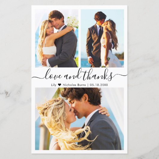 Budget Photo Collage Scriptの結婚サンキューカード (正面)