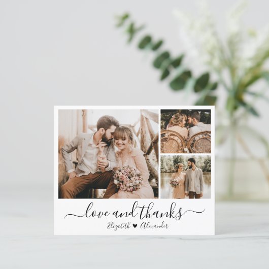 Budget Photo Collage Wedding Thank You Card (スタンド正面)