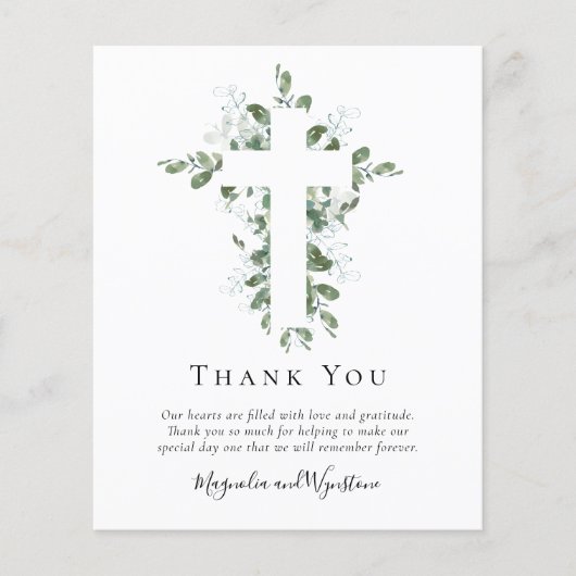 Budget Photo Eucalyptus Wedding Thank You Card (正面)