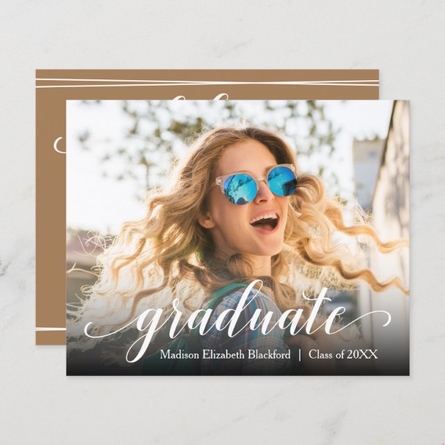 Budget Photo Graduateパーティの招待状 (正面/裏面)