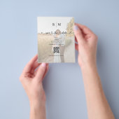 Budget Photo Heart Script Wedding Save the Date チラシ (手)