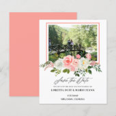Budget Photo Pink floral Wedding Save the Date (正面/裏面)