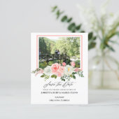 Budget Photo Pink floral Wedding Save the Date (スタンド正面)