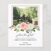 Budget Photo Pink floral Wedding Save the Date (正面)