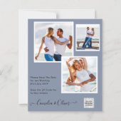 Budget Photo Save the Date BLUE QR Code RSVP (正面)