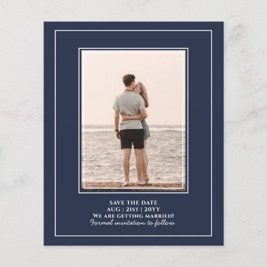 BUDGET PHOTO Save the Dates Navy Blue 結婚's チラシ (正面)