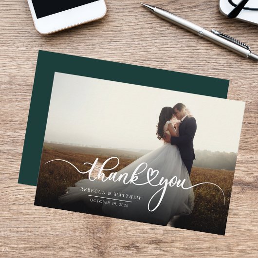 Budget Photo Script 結婚's Thank You ノートカード