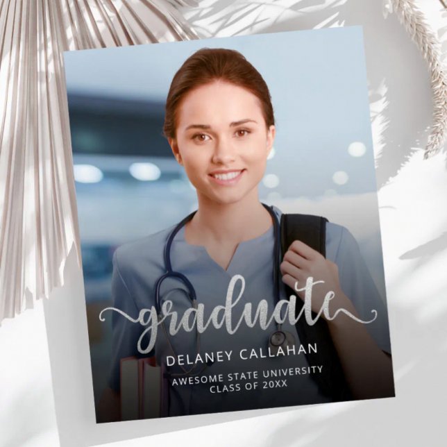 Budget Photo Silver Script Grad Announcement (クリエイターアップロード済み)
