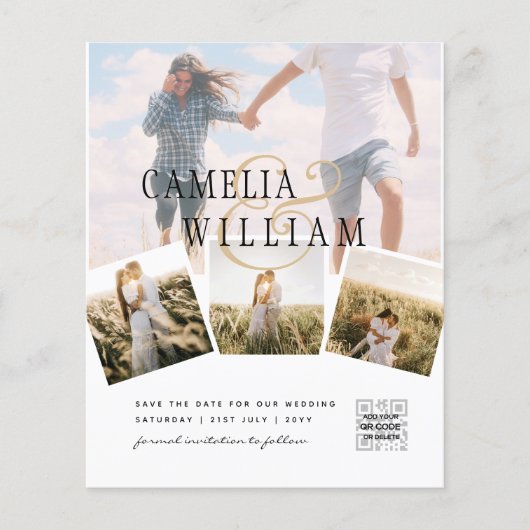 Budget Photo Wedding Invitation Classic White  チラシ (正面)