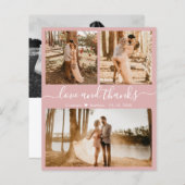 Budget Pink 3 Photo Collage'結婚s Thank You (正面/裏面)