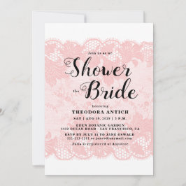Budget Pink Lace Bridal Shower Invitation 招待状