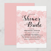 Budget Pink Lace Bridal Shower Invitation 招待状 (正面/裏面)