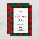 Budget Plaid Retro Script red and green Christmas 招待状 (正面/裏面)