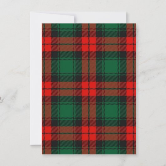 Budget Plaid Retro Script red and green Christmas 招待状 (裏面)