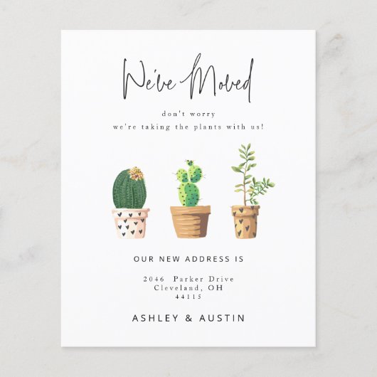 Budget Plant Loverおもしろい引っ越しました発表 チラシ (正面)