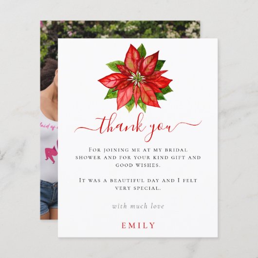 Budget Poinsettia写真ブライダルシャワーありがとう (正面/裏面)