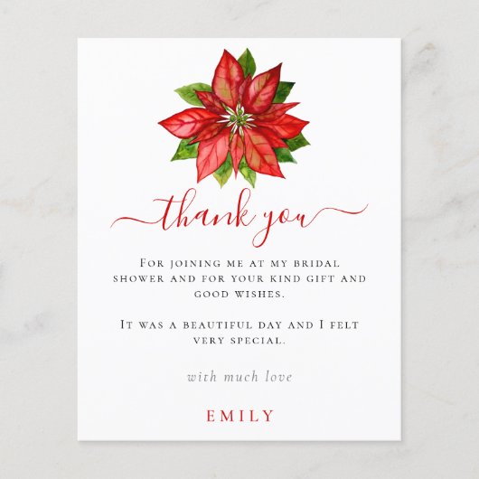 Budget Poinsettia写真ブライダルシャワーありがとう (正面)