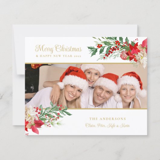 Budget Poinsettias Photo Classic Merry Christmas (正面)