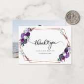 Budget Purpleフローラ結婚の写真ありがとう ノートカード (正面/裏面インサイチュ)