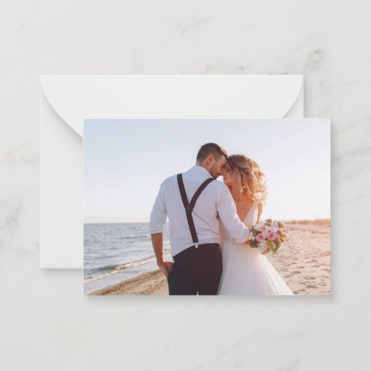 Budget Purpleフローラ結婚の写真ありがとう ノートカード (裏面)