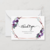 Budget Purpleフローラ結婚の写真ありがとう ノートカード (正面)