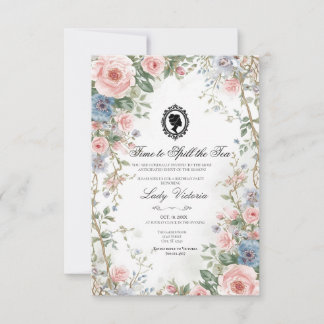 Budget Purple Florals Bridgerton Birthday Party 招待状