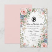 Budget Purple Florals Bridgerton Birthday Party 招待状 (正面/裏面)