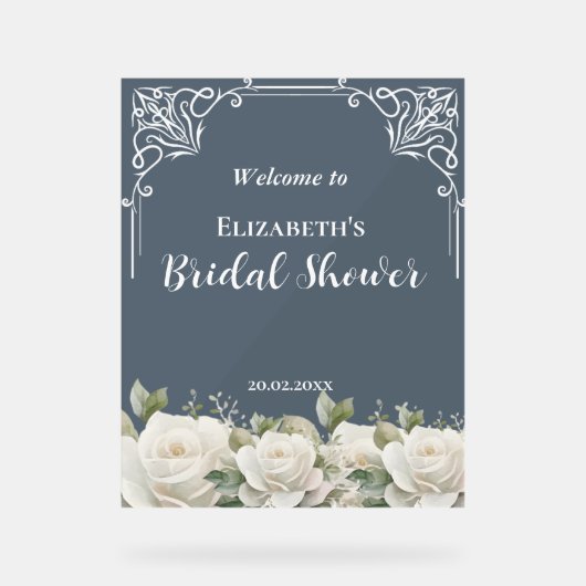 Budget Purple Florals Bridgerton Bridal Shower アクリルサイン (正面)