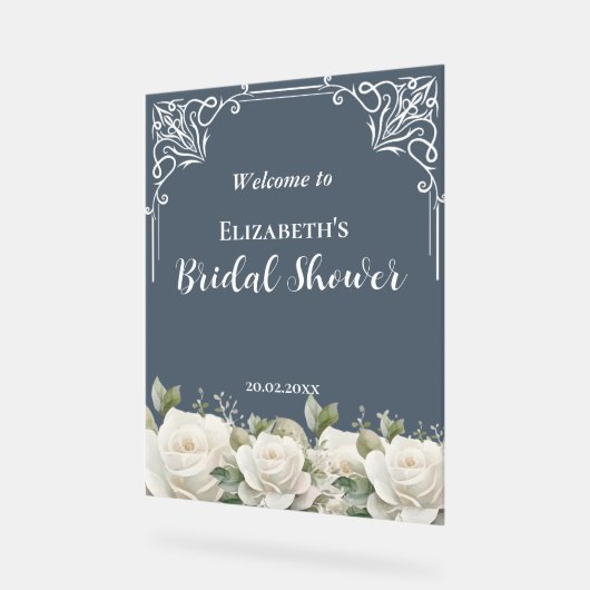 Budget Purple Florals Bridgerton Bridal Shower アクリルサイン (傾斜)