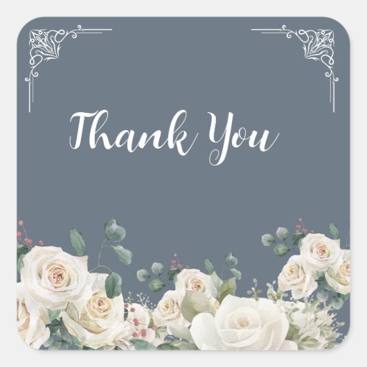 Budget Purple Florals Bridgerton Bridal Shower スクエアシール (正面)