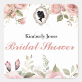 Budget Purple Florals Bridgerton Bridal Shower スクエアシール (正面)