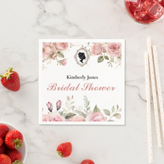Budget Purple Florals Bridgerton Bridal Shower スタンダードカクテルナプキン (インサイチュ)
