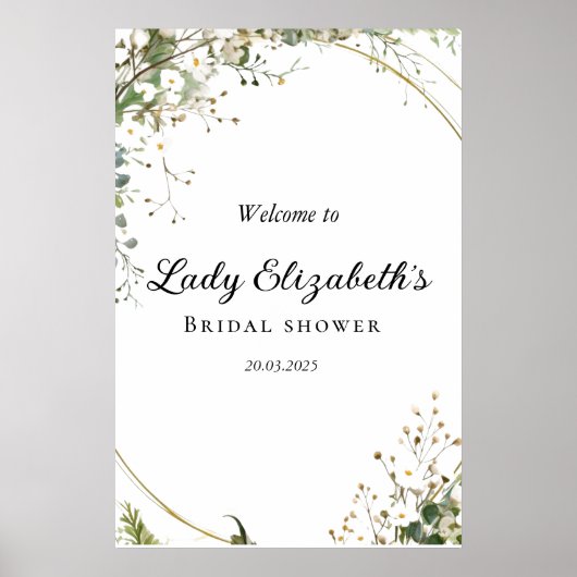 Budget Purple Florals Bridgerton Bridal Shower ポスター (正面)