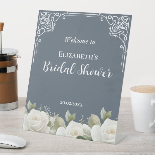 Budget Purple Florals Bridgerton Bridal Shower 台座サイン (インサイチュ)